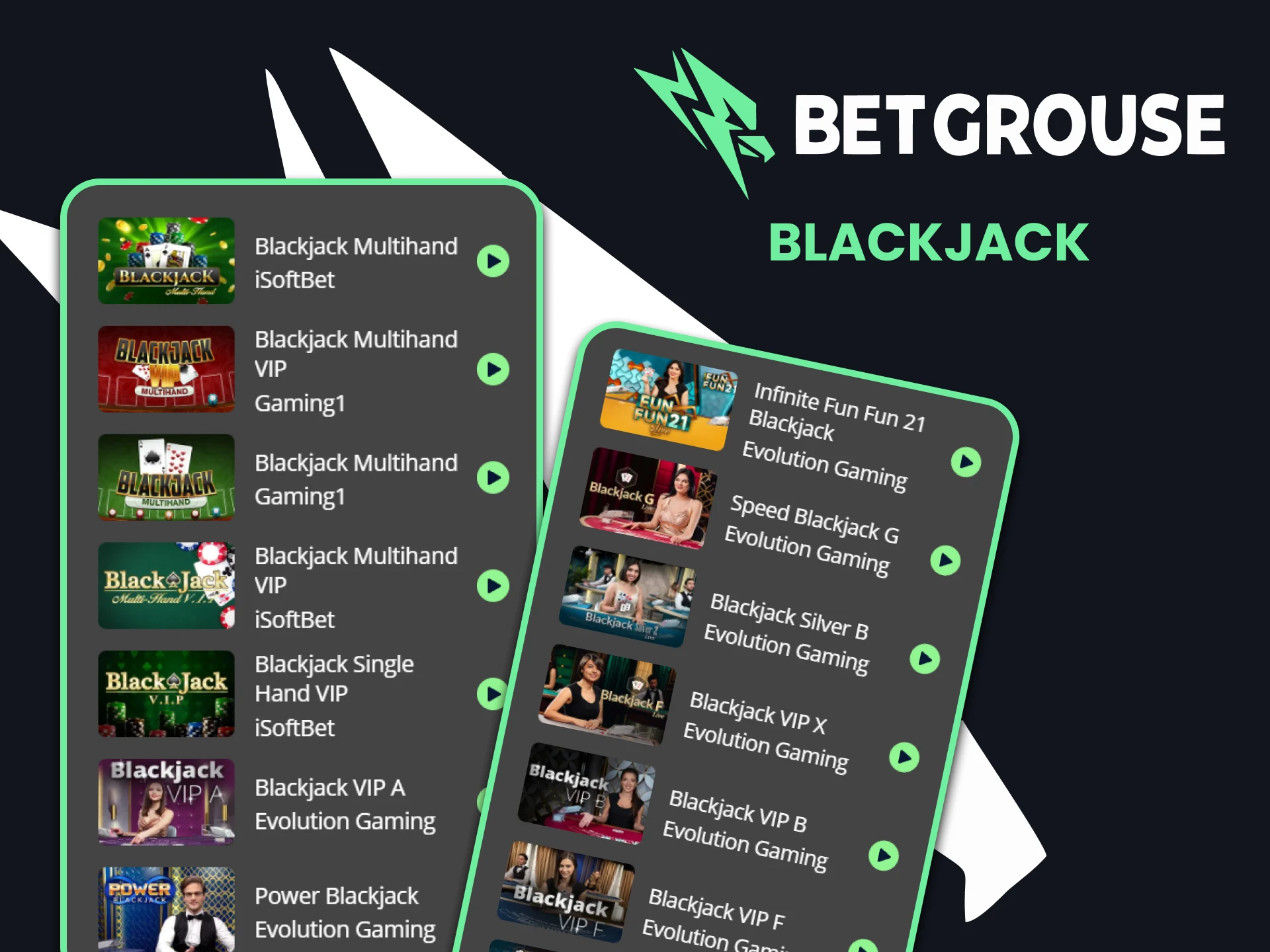 Play exciting blackjack at Betgrouse Casino.