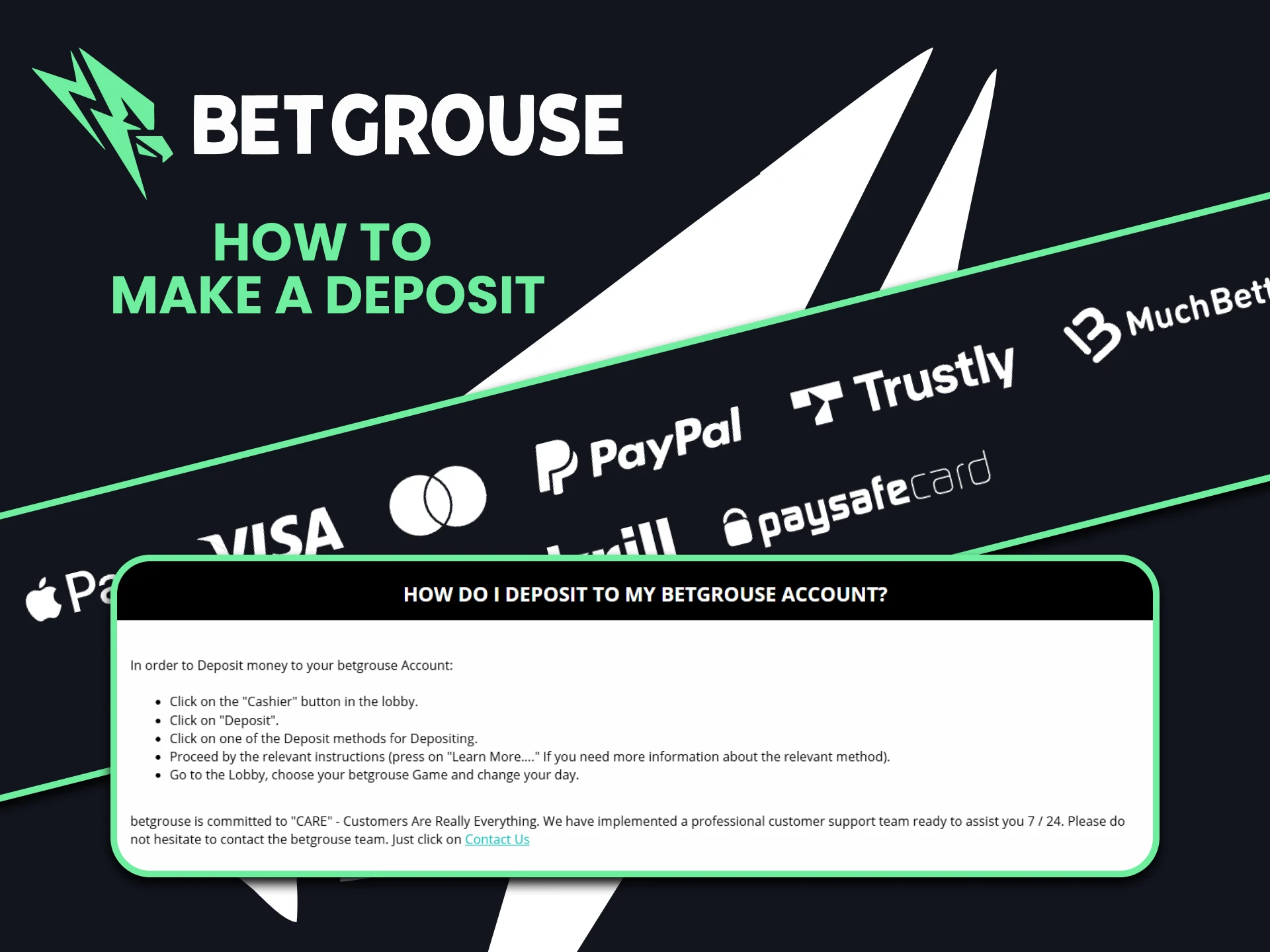 Instant deposits at Betgrouse Casino.