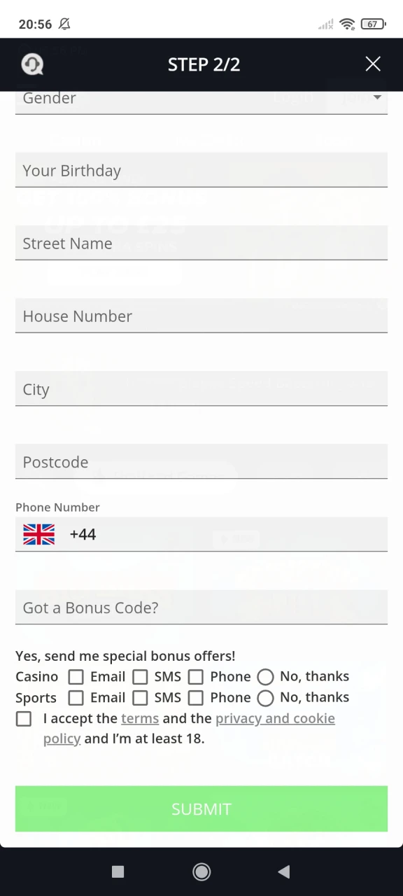 Finalize Betgrouse registration and access account.